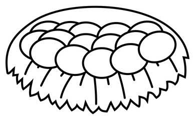 fresh eggs in a nest with straw for coloring