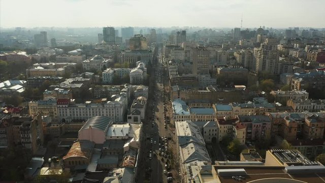 Traffic on the Bohdan Khmelnytsky street in the city of Kiev