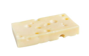 Swiss cheese on white background (with clipping path).