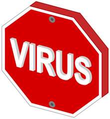 red alert panel virus with text in perspective - 3D Illustration