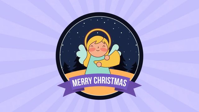 cute little angel at night manger character
