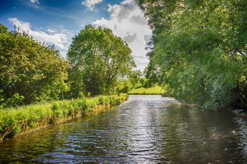 View of a British canal in rural setting