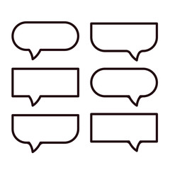 Outline bubble speech and think icon collection. Thought empty bubbles. Set of communication stickers, such as chat, feedback, emotion, review