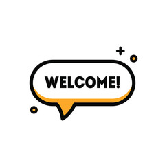 Trendy welcome speech bubble in flat style