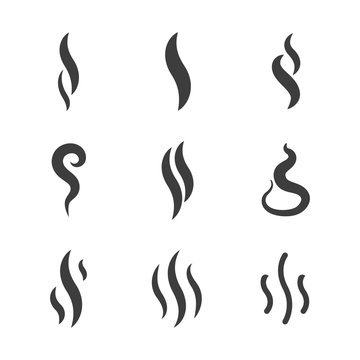 Aroma and smoke icons vector silhouettes
