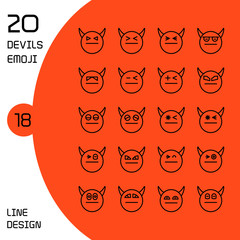 devil face emoticons and avatar icons set line design