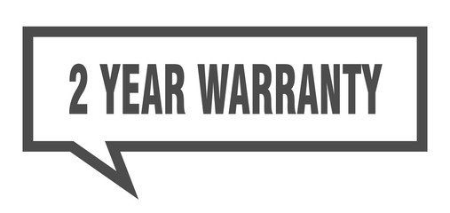 2 year warranty sign. 2 year warranty square speech bubble. 2 year warranty