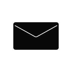 Black simple mail icon. Envelope flat pictogram