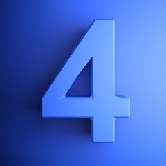 Blue icon number 4 - 3D rendering illustration