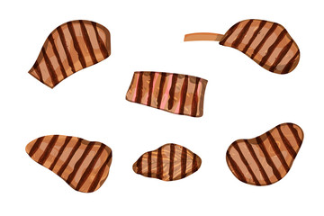 Realistic grill meat set.