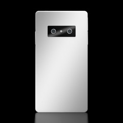 3D modern brandless smartphone isolated on black background
