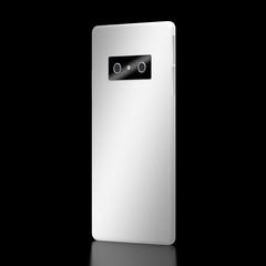 3D modern brandless smartphone isolated on black background