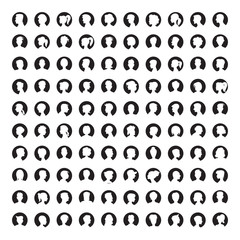 big set people avatars silhouettes, profile icons round buttons