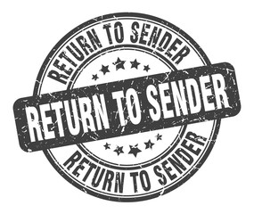 return to sender stamp. return to sender round grunge sign. return to sender