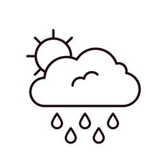Weather outline web icon. Line art rain vector simple illustration. 
