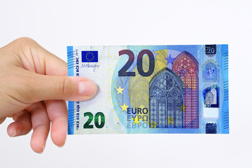hand holding a European currency bank note