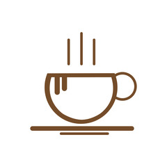 Coffee cup with smoke. Vector Illustration icon. Flat Style. Design for Cafeteria Posters and Banners Cards