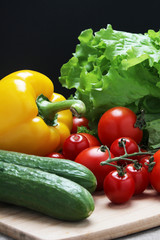 Bright vegetables at the table