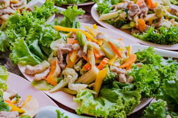 fresh salad with chicken and vegetables