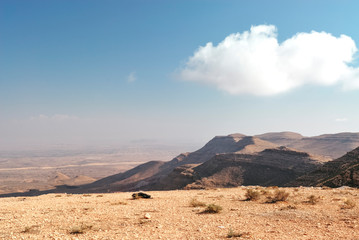 Magnificent mountain landscape. Panorama of a valley in the Gharyan, Libya. Libyan desert