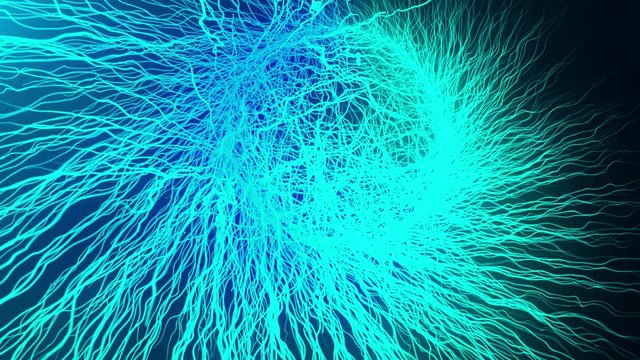 particles Asymmetrical Branching Fractal network, Nerves, neurons , blood vessels, capillaries growing 3d render