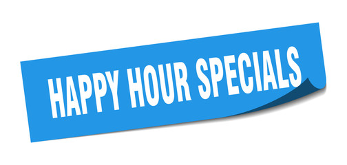 happy hour specials sticker. happy hour specials square isolated sign. happy hour specials