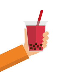 bubbles tea / bubbles soda flat vector  illustration (hand holding)