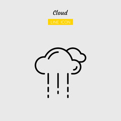 line icon symbol, weather forecast climate, cloud, rainy, Isolated flat outline vector design