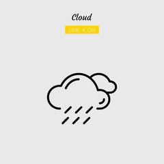 line icon symbol, weather forecast climate, cloud, rainy, windy, Isolated flat outline vector design
