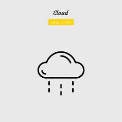 line icon symbol, weather forecast climate, cloud, rainy, Isolated flat outline vector design