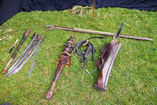 a set of Zaporozhian Sich cossack, kozak, popular arms, exact copies of ancient deathly weapons, used by Ukrainian ancestors to protect native land