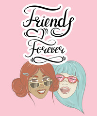 Friends forever. Card with two friends