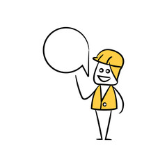 Obraz premium engineer with speech bubble yellow stick figure theme