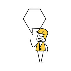 engineer with speech bubble yellow stick figure theme