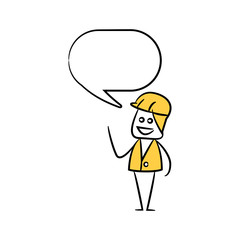 engineer with speech bubble yellow stick figure theme
