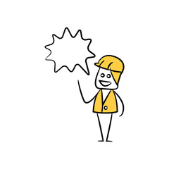 engineer with speech bubble yellow stick figure theme
