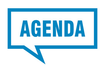 agenda sign. agenda square speech bubble. agenda