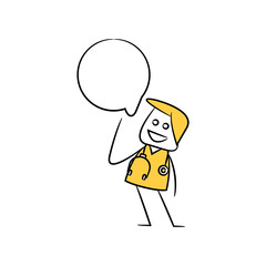 doctor, physician with speech bubble in stick figure theme