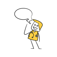 doctor, physician with speech bubble in stick figure theme