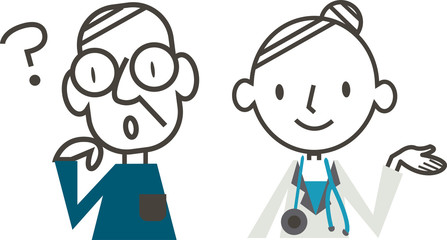 高齢男性　Q&A　医者　患者