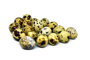 Quail eggs isolated on white background