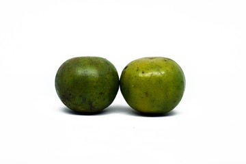 Green orange isolated on white background with clipping path