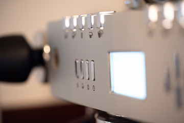 black coffee morning on coffee maker at home