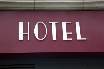 White Hotel Sign on Building