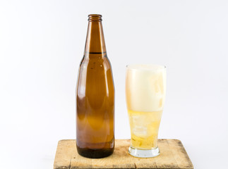 Cold beer machine on white background