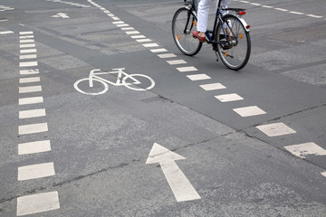 Obraz premium Bike Lane Symbol on Street; Frankfurt