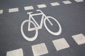 Bike Lane Symbol on Street; Frankfurt