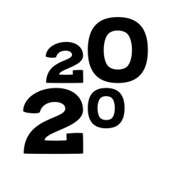 Black and white 2020 diagonal new year poster