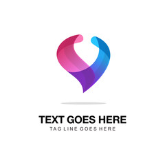 V letter modern gradation style