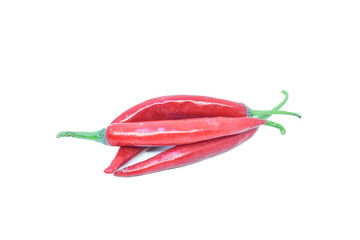 Group of red chili peppers isolated on white background as package design element